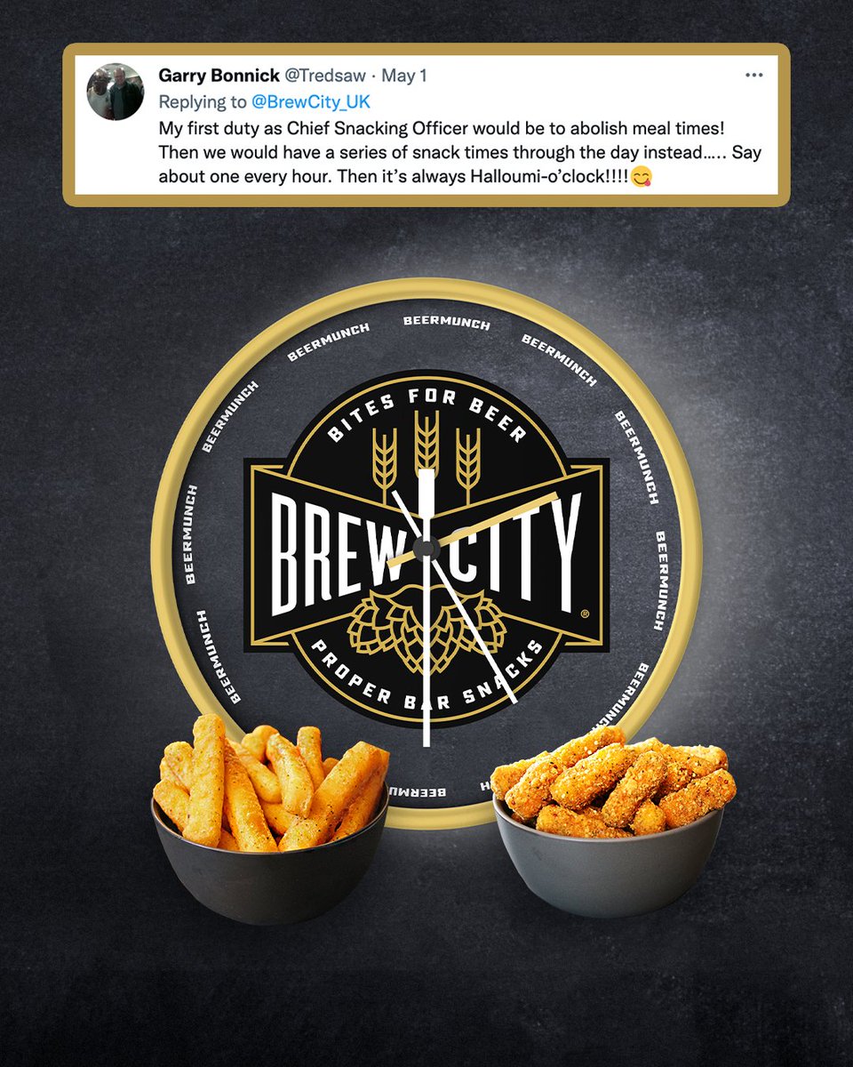 BrewCity_UK's tweet photo. Who decided meal times anyway? 
We’re with you @Tredsaw 🙌

🚨WIN £30,000 🚨
🧀 One year’s supply of Brew City 🧀
✈️ And a Trip to Boston ✈️

Comment Your first Act as CSO to enter 👇
https://t.co/zAWDp5eY7j

#BeermunchVScrisps #Beermunch #WeWantGary https://t.co/I8Ub5Rj5fA