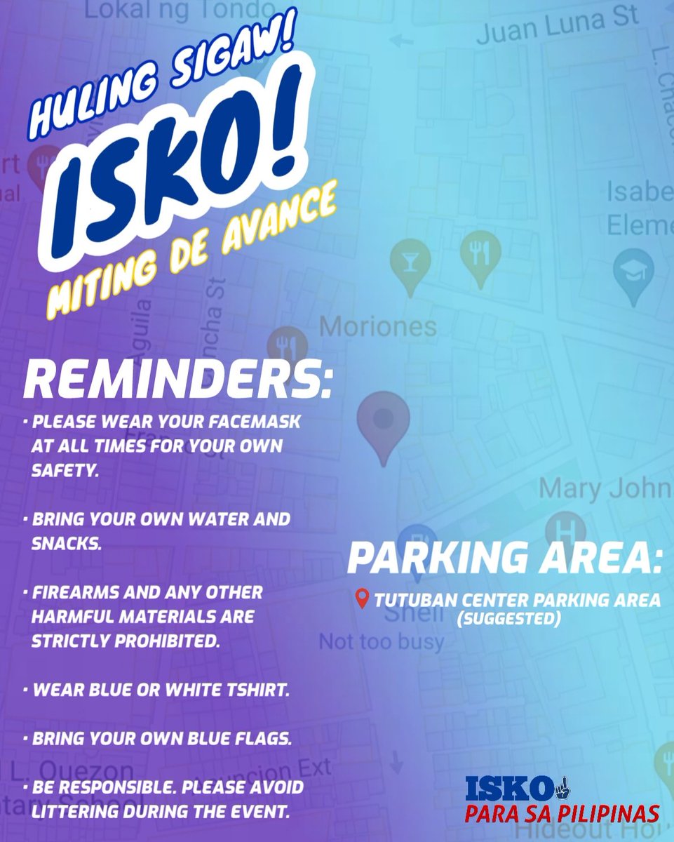iskoph2022's tweet photo. A friendly reminder from Isko Para Sa Pilipinas 💙☝️🇵🇭

#President3Isko https://t.co/Hb4MFul1LQ