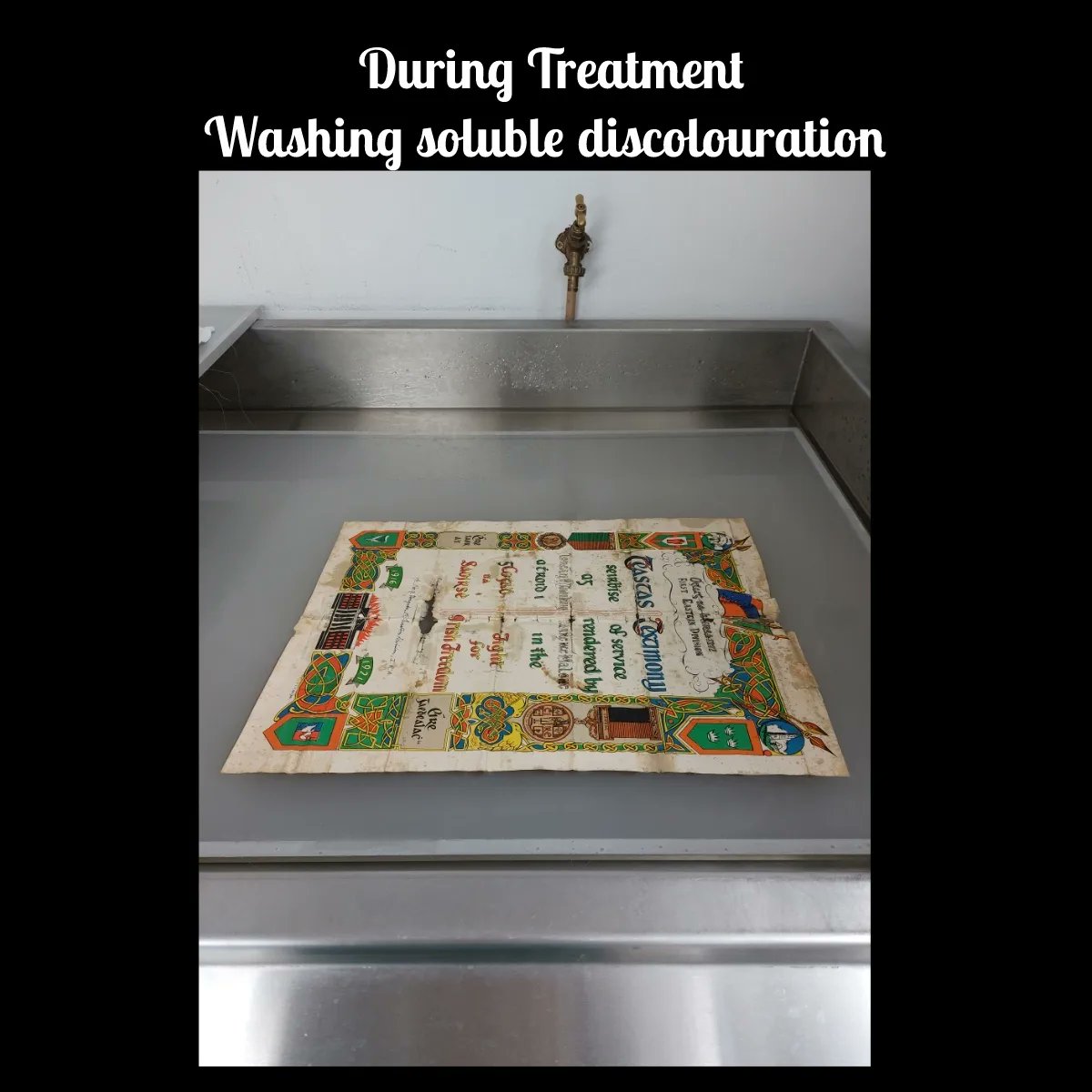 paperworksliz's tweet photo. #Conservation of a family certificate. The cert suffered damage during storage over the years. It was returned to the owner in a stable condition in a museum quality frame. Photographic replicas made for the family too 📸
#paperworksstudio #paperconservation #archives 
@ICRI__ https://t.co/APrZ6b2YWa