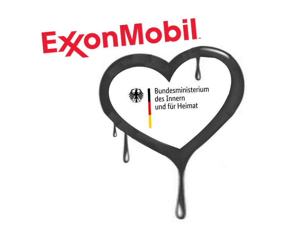 DivestBerlin's tweet photo. Auch der Ölkonzern #EXXON hat Herzklopfen. Schuld sind nicht die drohenden Klagen gegen ihre Klimakiller-Geschäfte, sondern das Bundesinnenministerium: 61 Mio. € hat das @BMI_Bund heimlich in ihre #AntiKlimaAktien gesteckt.
Und das bedeutet ja wohl… #VerliebteKlimakiller🖤 https://t.co/L1H55CD9tc