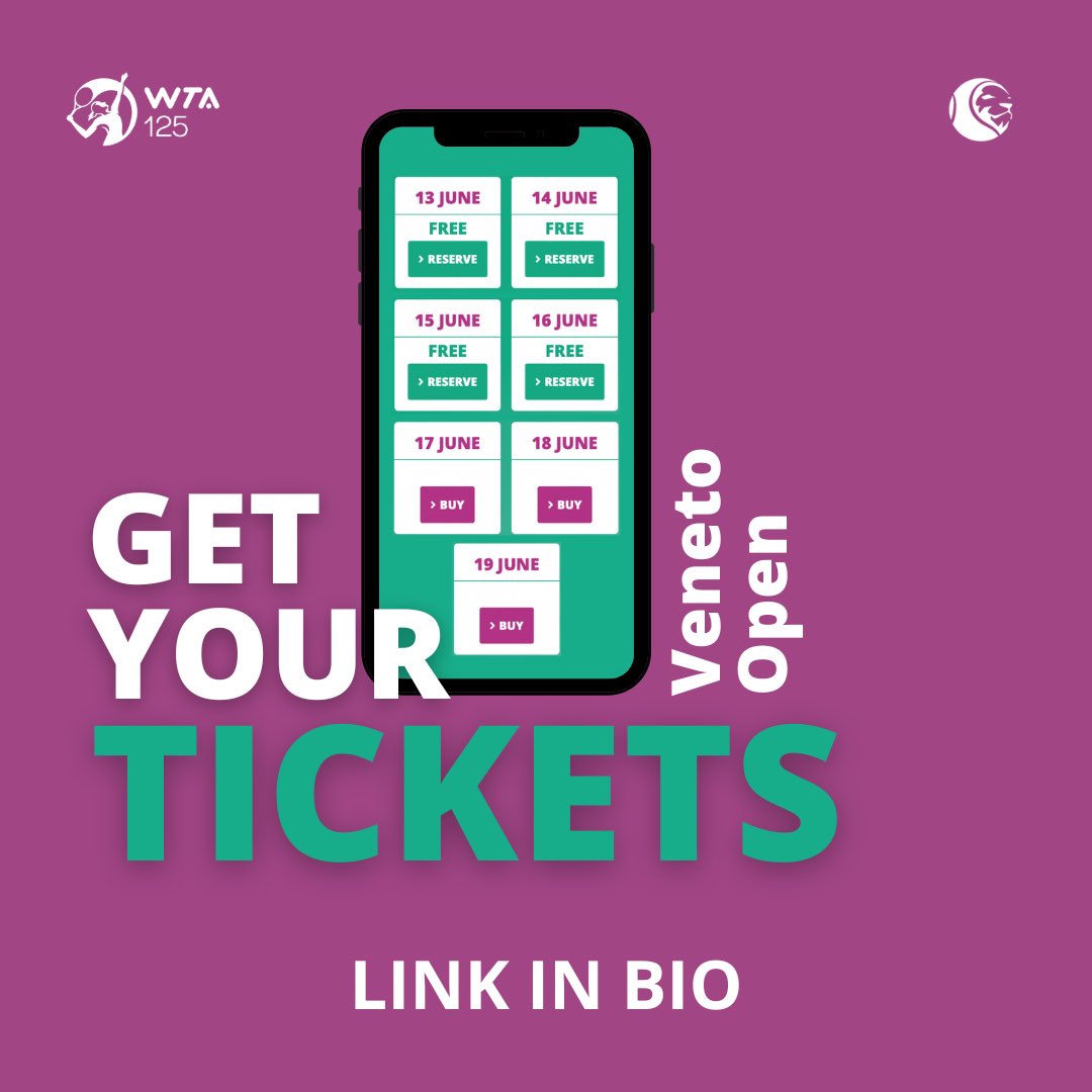 Gaibledon's tweet photo. TICKETS
🎟👥🪑
Tickets for Veneto Open are available now at the link in bio
#wta125 #venetopen2022 #ticket https://t.co/tPh2OXp1jd