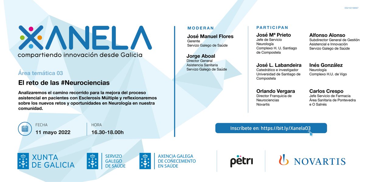 SomosPetri's tweet photo. Nueva sesión de 🕊#Xanela, compartiendo innovación desde Galicia.

Esta vez, hablaremos sobre: el  reto de las #Neurociencias 🧠✨

🗓   miércoles, 11 de mayo 
⏰  16.30 a 18.00h 

Inscripciones gratuitas ➡️ https://t.co/QgNIp27RwD

#SomosPetri @NovartisSpain @Xunta @ACIS_sergas https://t.co/aUgjK67lBP