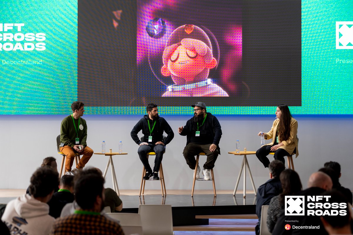 NFTesp's tweet photo. En el panel de criptoarte de @NFTxROAD con @zigor, @BgervillaN, @Laprisamata1 y @Sergimoral80, se hablaron temas muy interesantes:

- ¿Es importante la utilidad en el arte?
- ¿Qué estrategias de marketing funcionan mejor?
- ¿Cómo evolucionará todo?

Fondo: Zigor x @WillyrexYT https://t.co/MnXIYg2k01