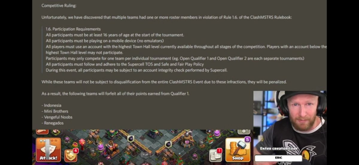 nekozyy's tweet photo. Ni bagi yang belum liat ada clan dari indo yang di diskualifikasi
#TIMNASDAY #Gempa #clashofclans #cocindo https://t.co/E5KqYltY4p