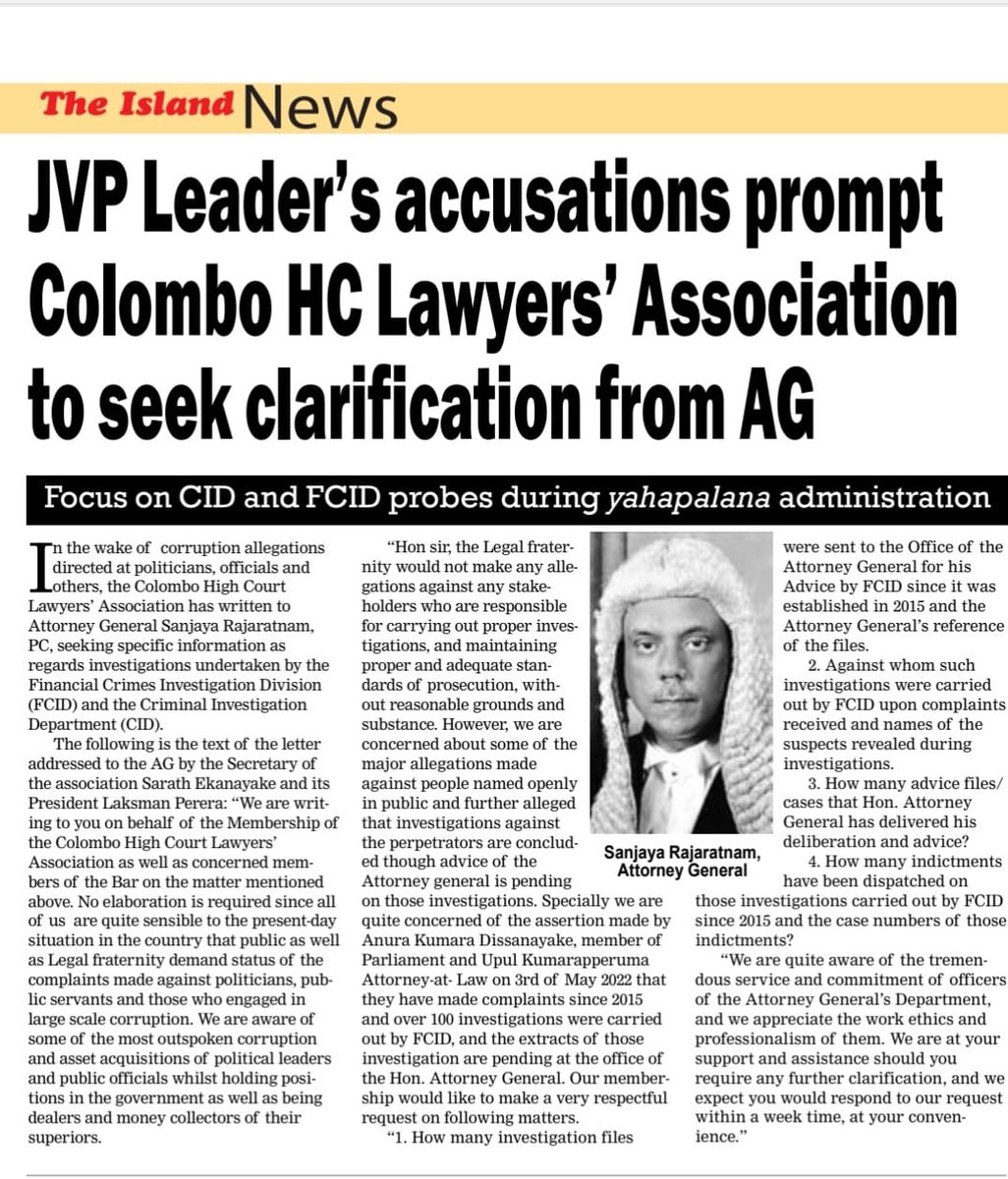 Colombo High Court Lawyers' Association tweet media