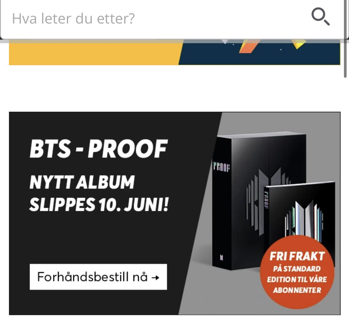 BTSNorway's tweet photo. LOOK WHOS ON THE MAIN PAGE😎

Pre-order your copy/copies of @BTS_twt new album “Proof” on Platekompaniet! 

Compact Edition:
319 KR 

Standard Edition:
899 KR

Link: https://t.co/b59EsfAU6M

** All sales count towards Norway album chart! https://t.co/6whxI38Yga