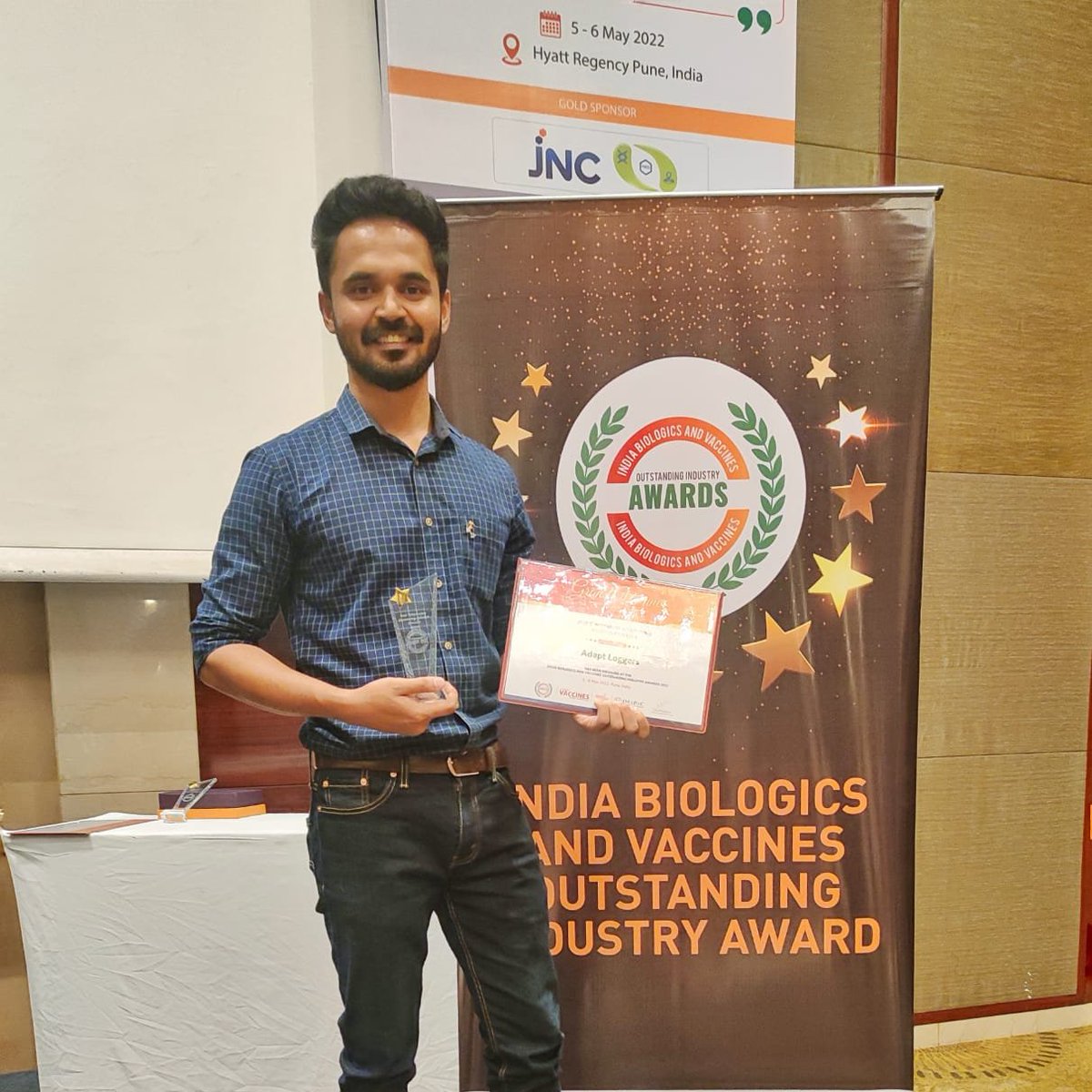 AdaptLoggers's tweet photo. We thank #IMAPAC for this recognition. It has been a splendid experience to work towards the vision of #Adapt.
#AdaptToThrive #adaptloggers #coldstorage #coldchainlogistics #iot #logistics #supplychainmanagement #BVOIA #Pune #Adapt #thankyou #GIBF2022 #VWS2022 #IMAPAC https://t.co/D4XoD76ZhU