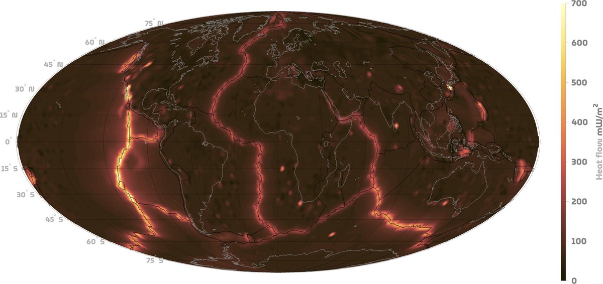 sinkgraphics's tweet image. Friday Feature from s-Ink: s-ink.org/heat-flow-map solid Earth’s surface heat flow based on Davies (2013). 🔥 Lighter or darker colours? 🕯️ You can choose!  @fcrameri #geology #heatflow