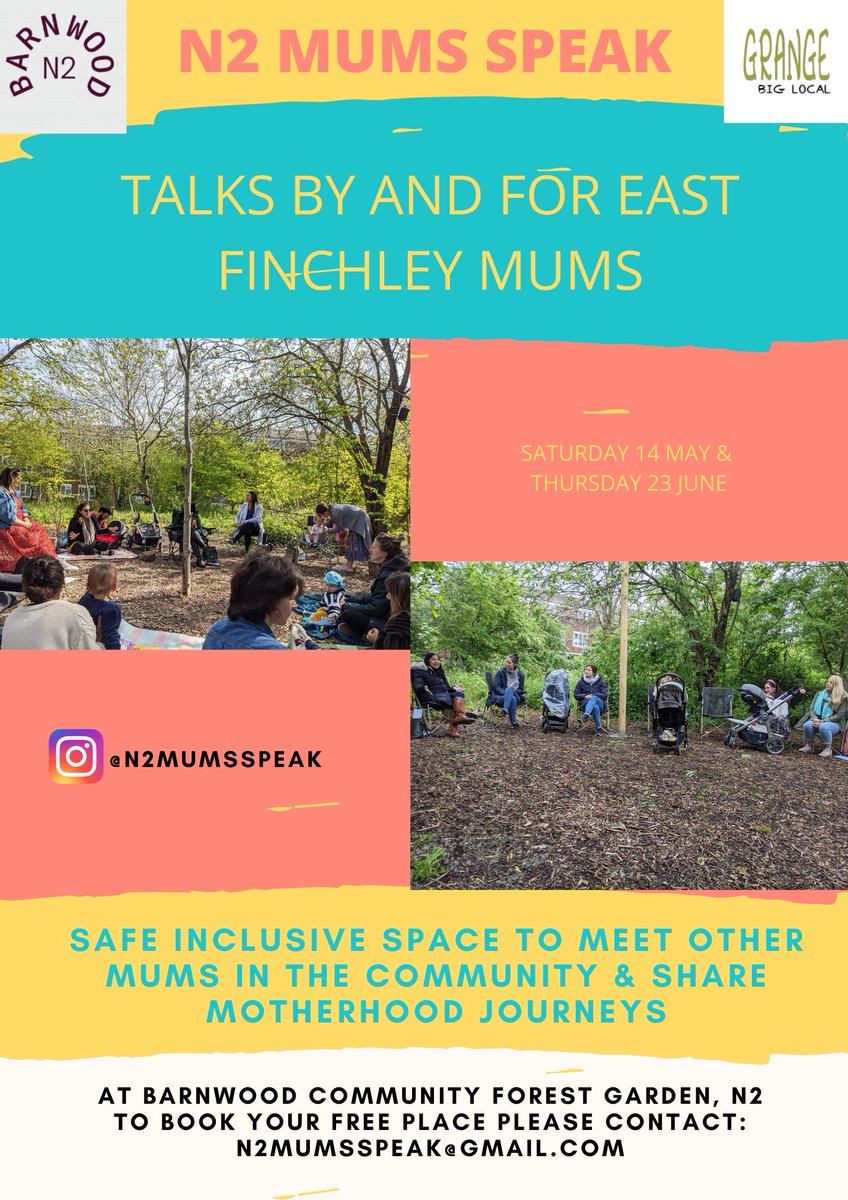 Grange Big Local (@grangebl) on Twitter photo There are still spaces left for the fantastic N2 Mums Speak 🌸
Held at <a href="/N2Barnwood/">Barnwood N2</a> this is a chance for local mums to bond, share stories and learn from one another. It truly is a fantastic project!
Saturday 14th May
Saturday 23rd June
Email n2mumsspeak@gmail.com to sign up There are still spaces left for the fantastic N2 Mums Speak 🌸
Held at <a href="/N2Barnwood/">Barnwood N2</a> this is a chance for local mums to bond, share stories and learn from one another. It truly is a fantastic project!
Saturday 14th May
Saturday 23rd June
Email n2mumsspeak@gmail.com to sign up