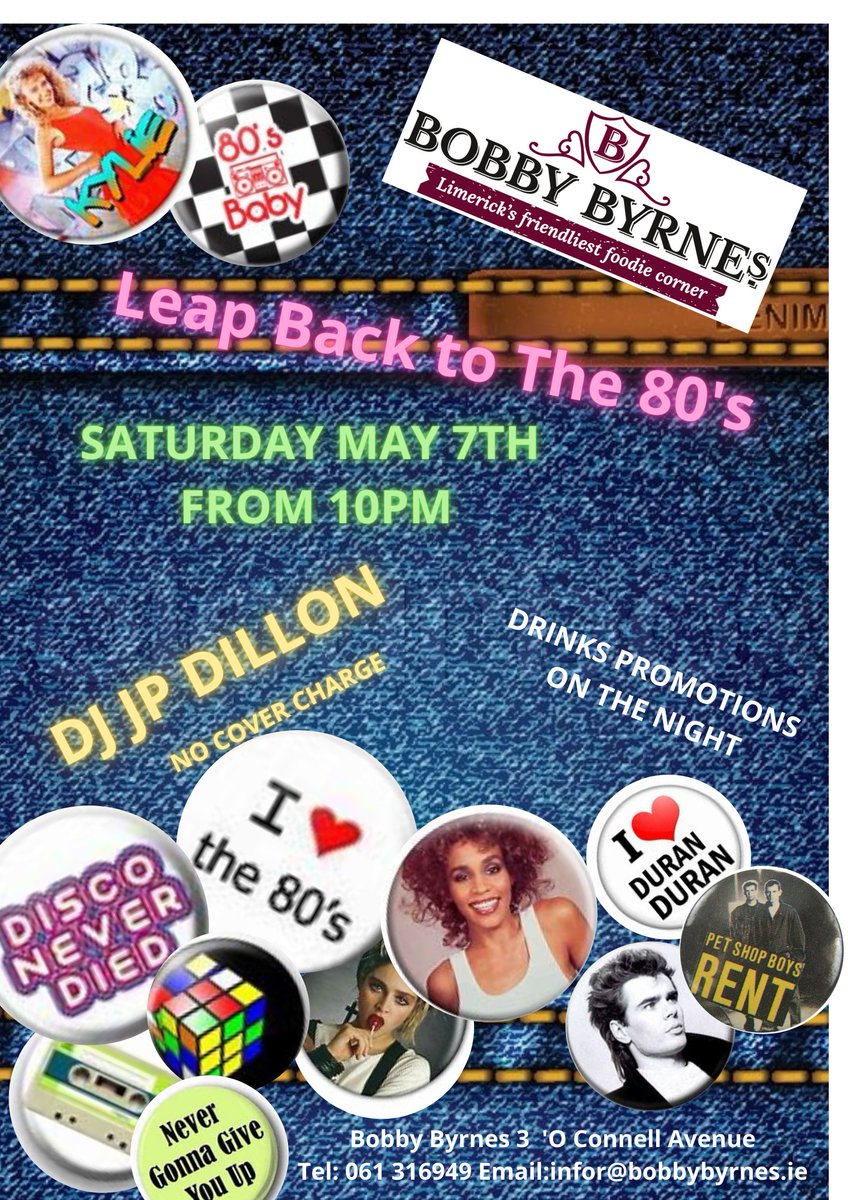 Saturday Night 80's Night @ Bobby's DJ JP Dillon banging out all your favourite hits, to book a table for dinner before, call 061 316949 or bobbybyrnes.ie/book-now/ #80snight #bobbybyrnes #leapbacktothe80s