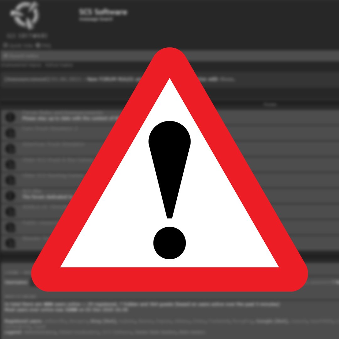 SCSsoftware's tweet image. We are aware that our official forums are currently experiencing some technical issues and have been down for a period of time 🔧

Our team are looking into the issue and we will update you once they return. We appreciate your patience at this time 🚛🚧