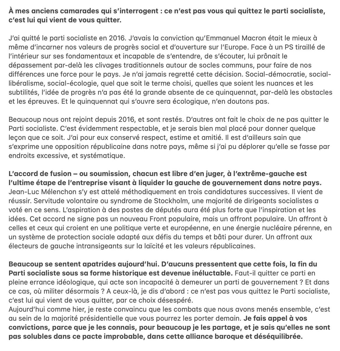 olivierveran's tweet photo. À mes anciens camarades qui s’interrogent : ce n’est pas vous qui quittez le parti socialiste, c’est lui qui vient de vous quitter. https://t.co/xTt5FVlCcK