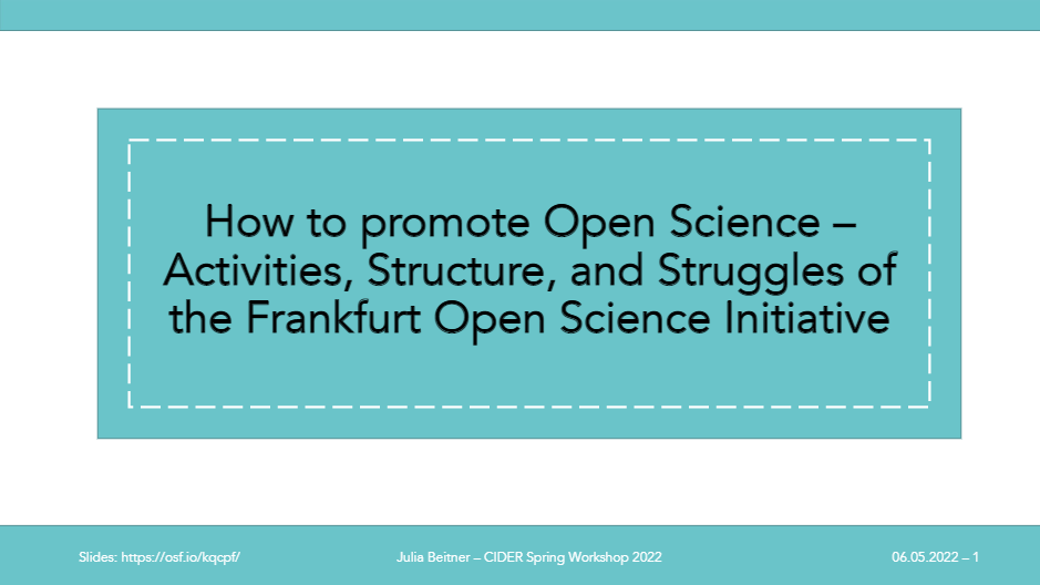 lspitzer95's tweet photo. Truly inspiring input on the Frankfurt #OpenScience Initiative @OpenScienceFFM by @JuliaBeitner! Can't wait to join their @ReproducibiliT! #CIDER @dipf_aktuell @ZPID https://t.co/bO0Mri3Ca4