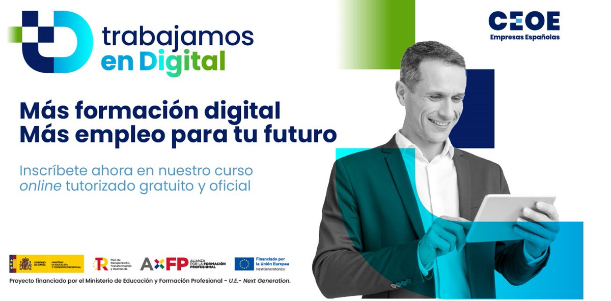 CEOE_ES's tweet photo. 🚨¿Todavía no sabes qué es #TrabajamosenDigital? ¿Te has perdido alguna #MasterClass?🔛

✅¡No te preocupes! Todavía estas a tiempo para inscribirte en nuestro curso #gratuito y asistir a la próxima #MasterClass5

🔔Activa ahora notificaciones para➕ℹ️

https://t.co/IKNasHg6gM https://t.co/zwa4Qi00U9