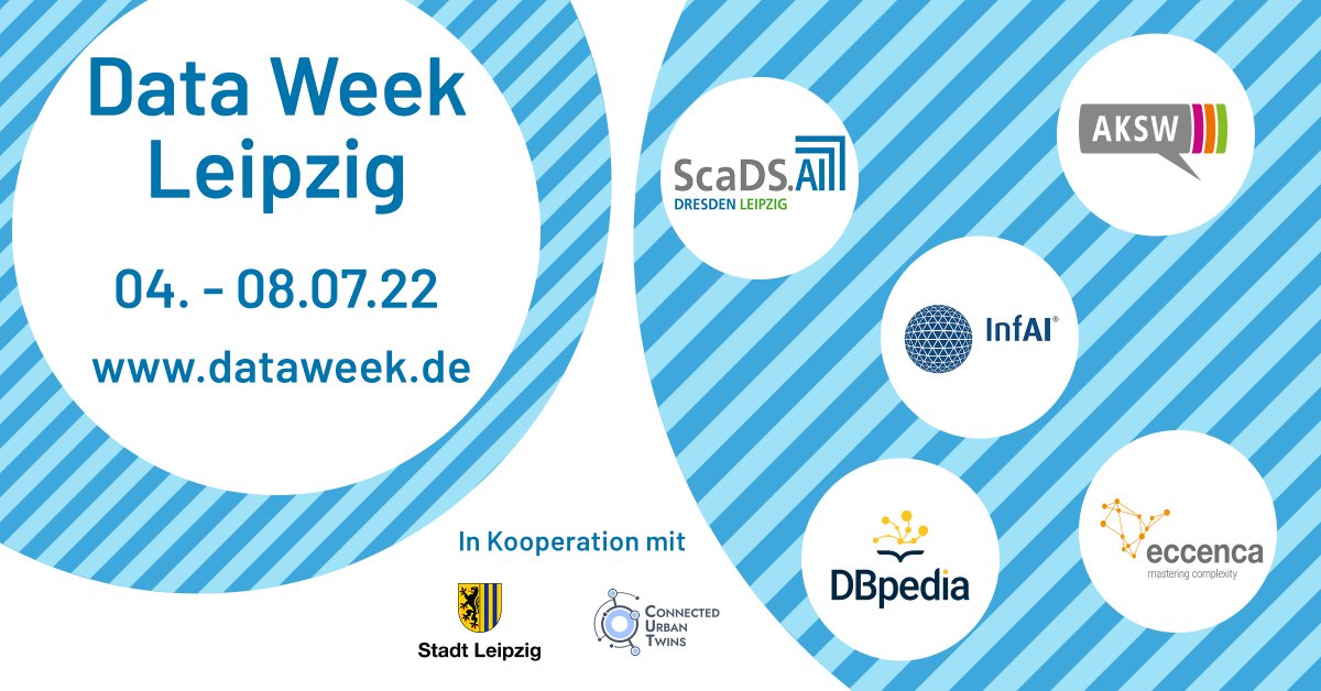 Have you heard of #DataWeek2022 already? The one-week exchange platform in #Leipzig offers a variety of on-site events around #AI and #BigData research and transfer. <a href="/DataWeekLeipzig/">Data Week Leipzig</a> takes place between July 4th and July 8th.

👉Check out the program here: dataweek.de