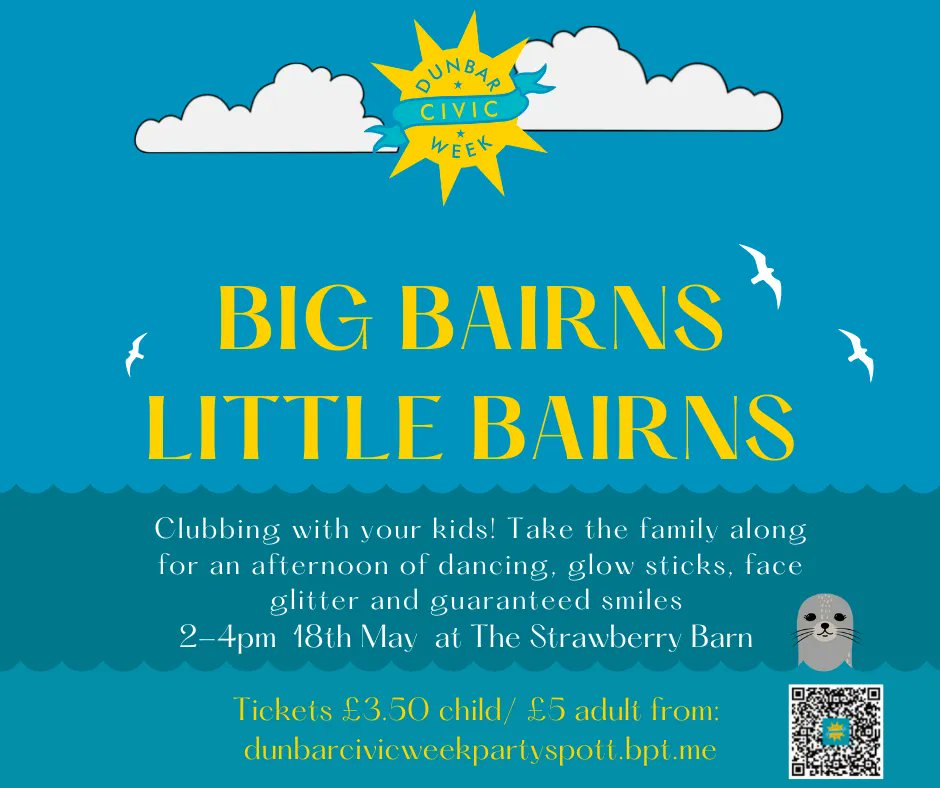 CivicWeekDunbar's tweet photo. Big Bairns Little Bairns is a daytime dance party for parents with babies and young children. With a DJ set playing the best bangers guaranteed to get you and your little ones grooving. Tickets are £3.50 / 5 and are on sale now at https://t.co/Foi3oIdzap https://t.co/MALhdJVopb