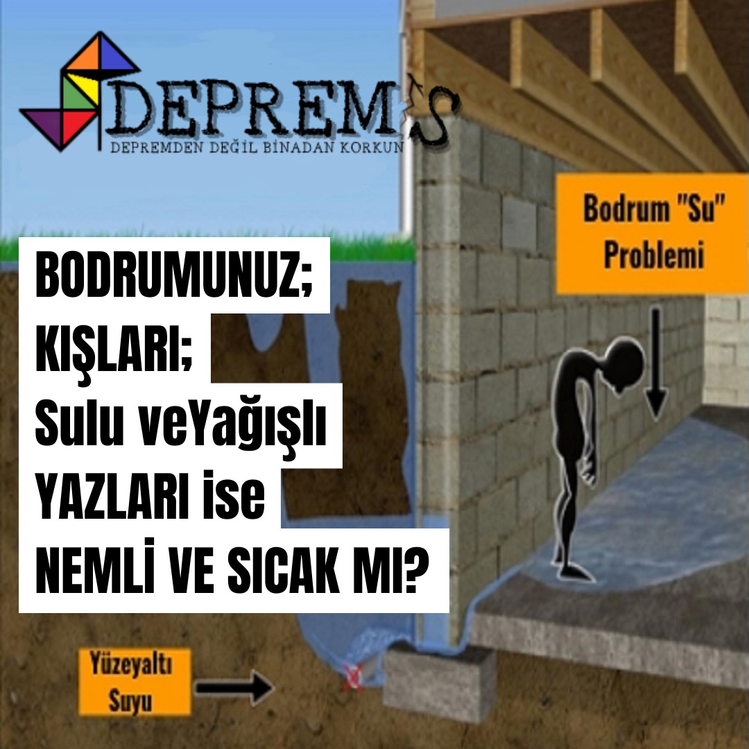 1- Eğer sulu ve rutubetli bir Bodrumunuz varsa yapınız ağır hastadır. 

#deprem #güçlendirme #evsahibi #kiracı #evimdegüvendeyim #İstanbulDepremi #17ağustosdepremi  #depremistanbul #deprem #depremedayanıklı #depremi #izmirdeprem  #elazığdeprem #malatyadeprem #marmaradepremi
