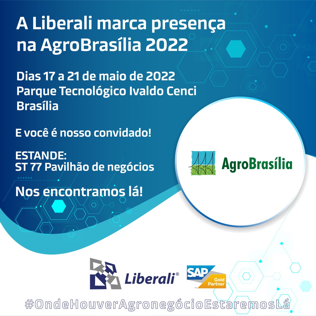 📣Nos dias 17 a 21 de maio estaremos presentes na AgroBrasília, referência de tecnologia para o agronegócio!

#liberali #agronegocio #agronegócio #b1alliance #sap #agribussiness #DF #feiraagricola #feiraagro #agro #liberali #feirasbrasil #agrobrasilia #farm4all