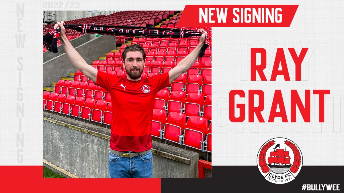 BREAKING 📝 | We are pleased to announce the signing of Ray Grant as our first recruit ahead of the 2022-23 season Ray returns for a second spell with The Bully Wee on a one-year deal after initially making 99 appearances from 2018-2020 Full Story ➡️ clydefc.co.uk/news/2022/05/0…