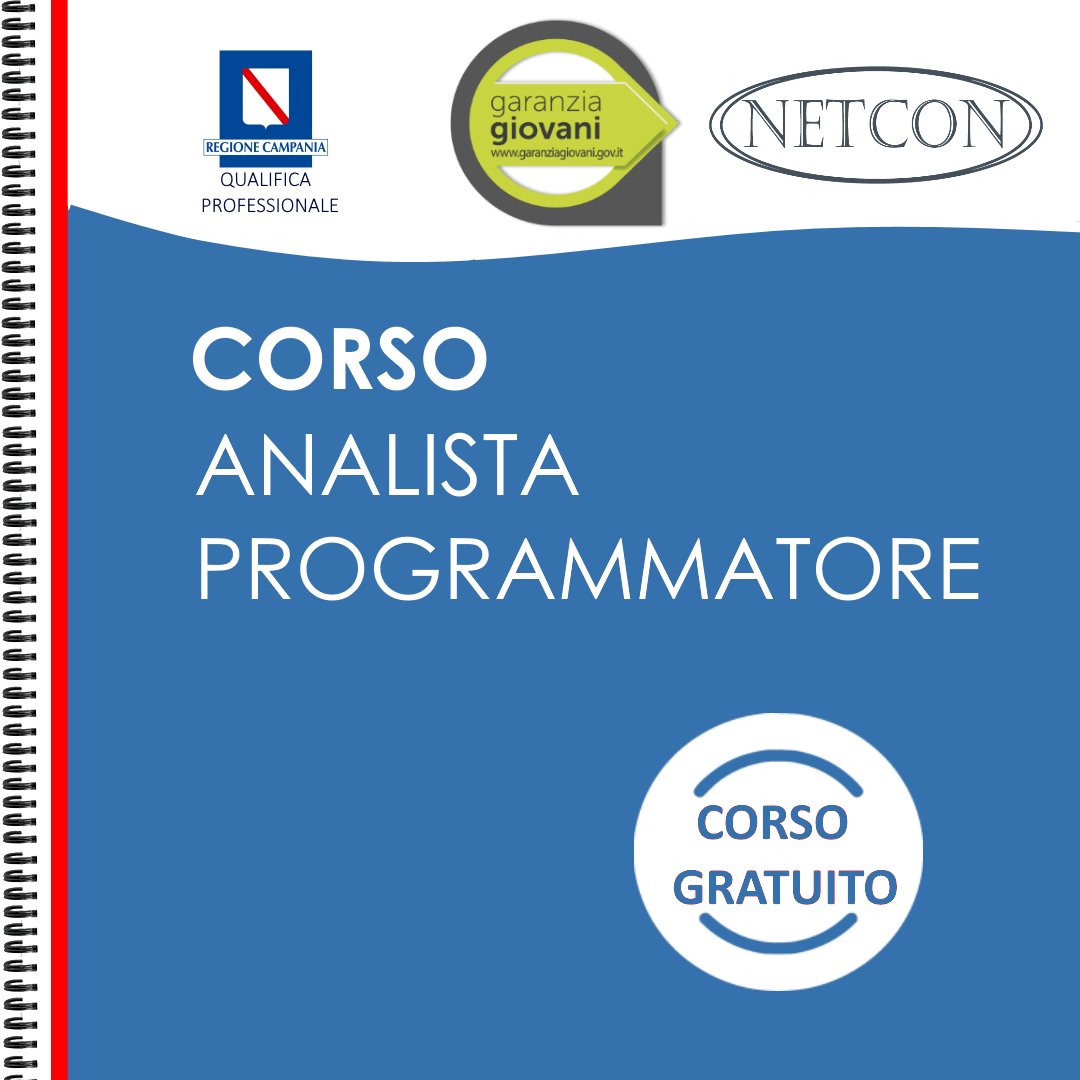 #Corso  per “Analista Programmatore”, per #Giovani inoccupati o disoccupati, residenti in Campania e con età inferiore ai 35 anni, aderenti al Programma #GaranziaGiovani
Contattare
NETCON
Tel. : 08119571392 - Mail: netcon@netconsrl.it
