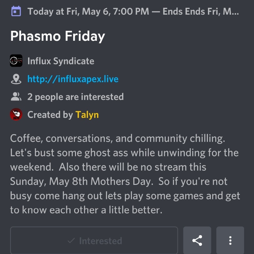 InfluxAPEX's tweet photo. Got a little PHASMOPHOBIA going on this evening with some coffee and conversation.  Hope to see you there.  
#twitchstreamers #twitchclips #smallstreamer #StreamTeam #streamjunkie #AFamilyAffair https://t.co/fyeN4GjkOb