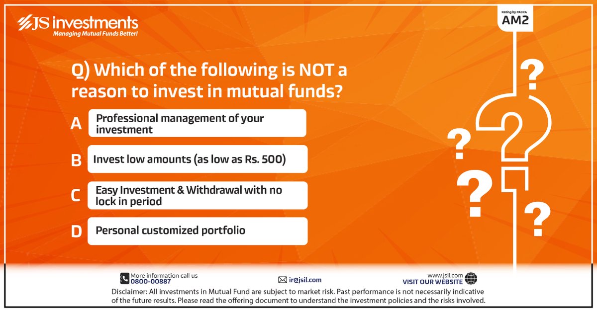 JSInvestment's tweet photo. #QuizTime!
Test your knowledge and share the correct answer in the comments below.
#JSInvestment #MutualFunds #AssetManagement #Savings #Investments https://t.co/oYYgPWUpUw