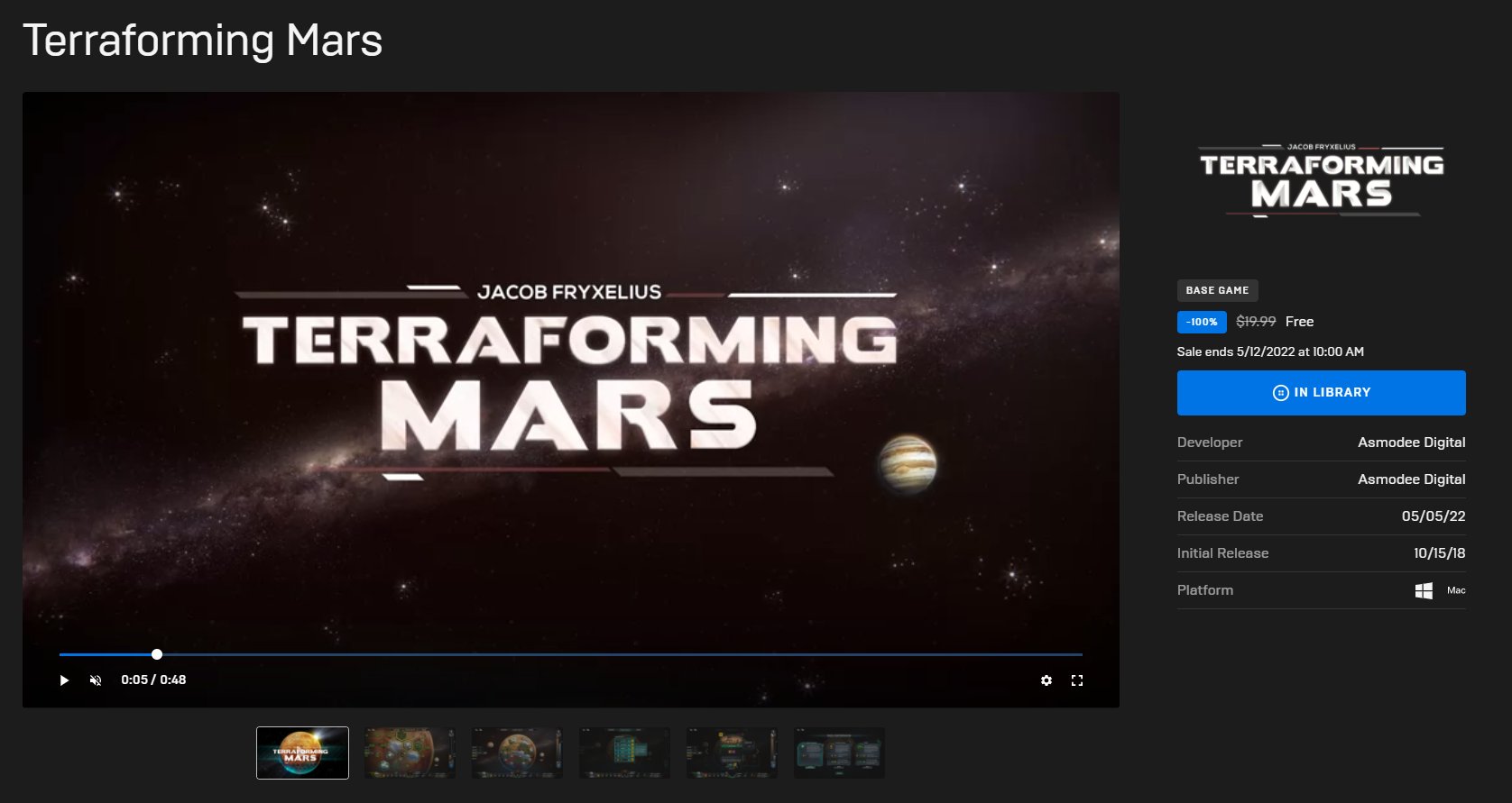 Free Terraforming Mars on Epic Games - Free Games Codes