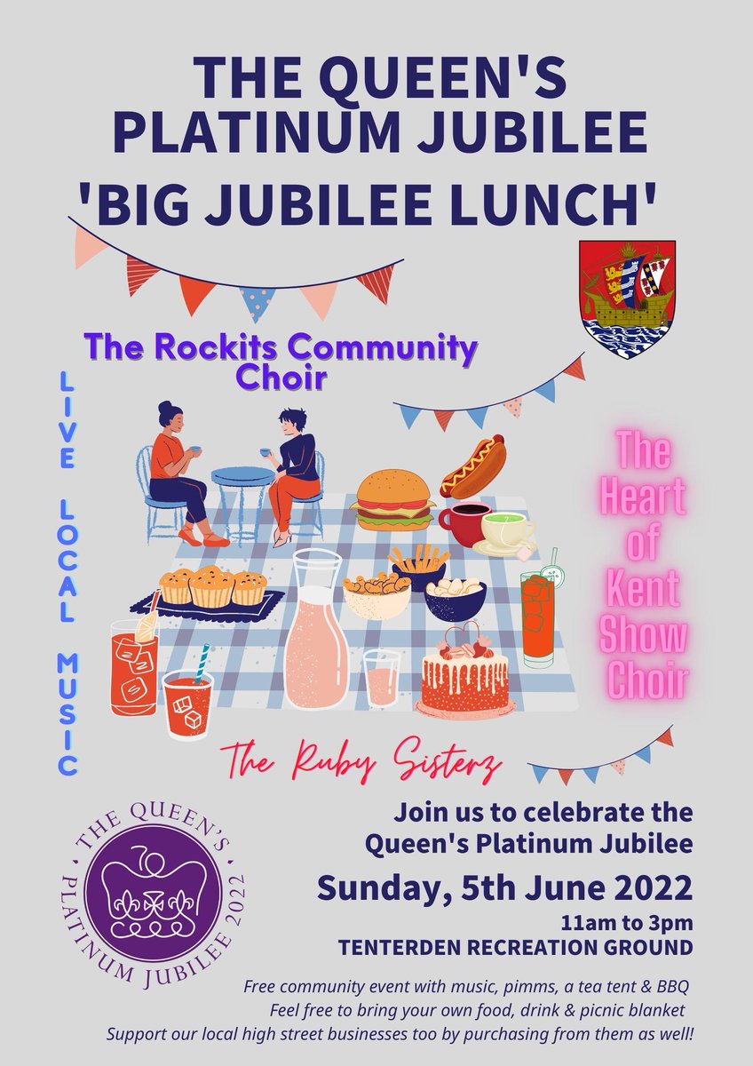 We are very excited to share our posters for events we are running over the Jubilee Weekend.  There is one more potential event to come on the Saturday and we will share this information as soon as it's confirmed.  We hope you're able to join us over the long weekend! #Tenterden