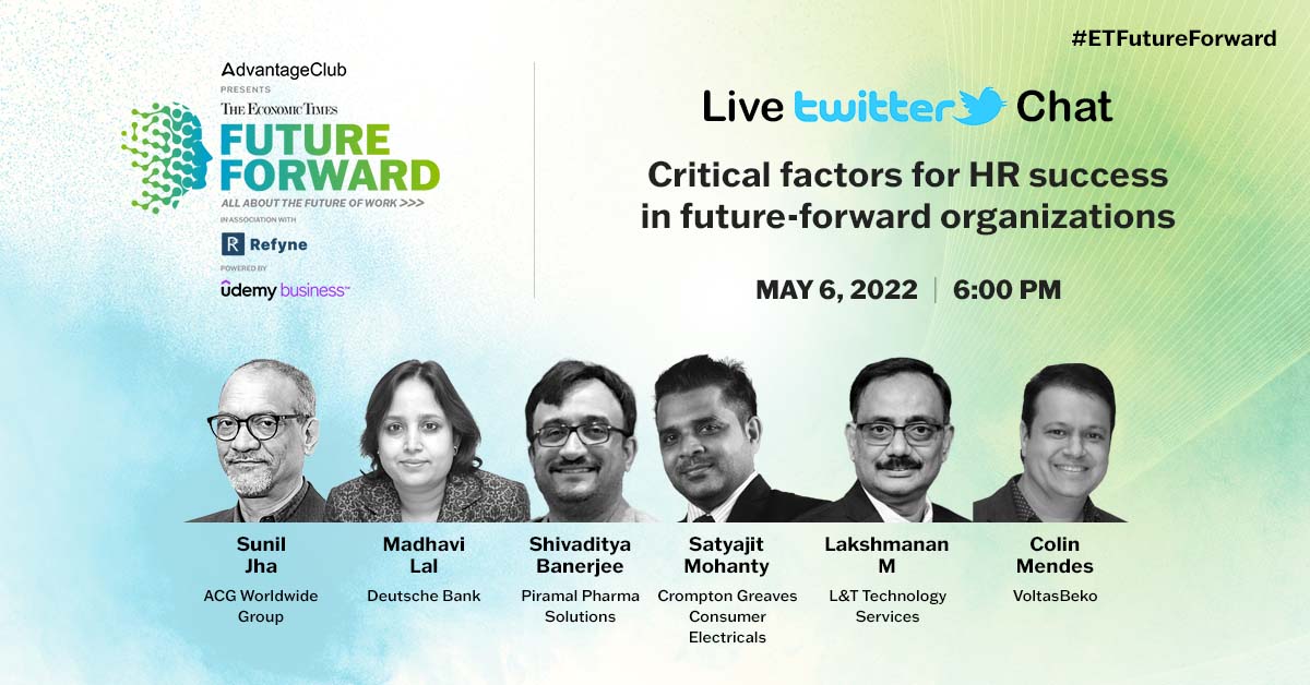 Just one hour to go for #ETFutureForward #TweetChat! Are you ready for an enticing conversation with our experts - @sunilego, @MadhaviLall1, @_shivaban, @Satyajit_HR, @mtlaks & @colin_mendes. Learn about the main event on 12- 13 May : bit.ly/3C6VLdK #futureofwork