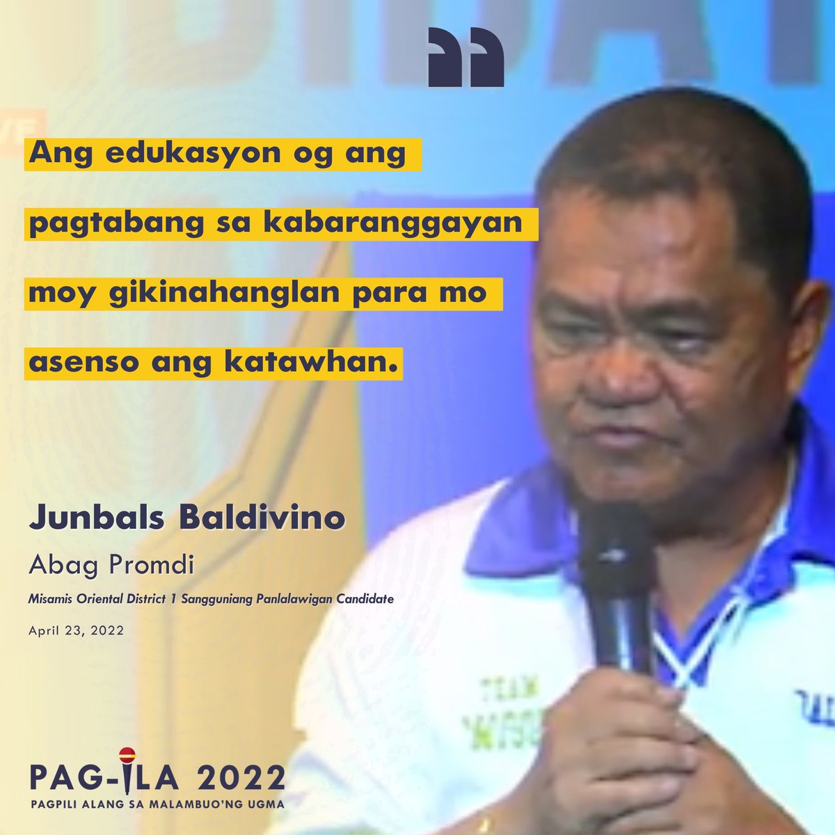 PagIla2022's tweet photo. The candidates for the 𝐒𝐚𝐧𝐠𝐠𝐮𝐧𝐢𝐚𝐧𝐠 𝐏𝐚𝐧𝐥𝐚𝐥𝐚𝐰𝐢𝐠𝐚𝐧 𝐃𝐢𝐬𝐭𝐫𝐢𝐜𝐭 𝟏 have their own agenda, platforms, and plans to make Misamis Oriental a more livable city. Read their statements below as they present to you their visions for our province. https://t.co/beoOo32c7j