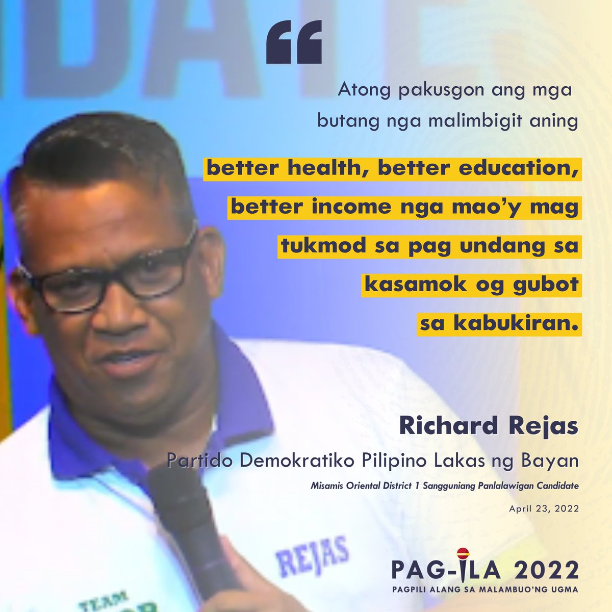 PagIla2022's tweet photo. Mga Higala, let us use this time to discern on our choices and choose the best candidate for our locality.

Let us make the right choice and let us not waste our vote. Kitakits sa May 9 Halalan 2022! 🎤💙

#Pagila2022
#XavierAteneo
#MakeItHappen
#XUElectoralParticipation2022 https://t.co/FL6y8cZ9fY