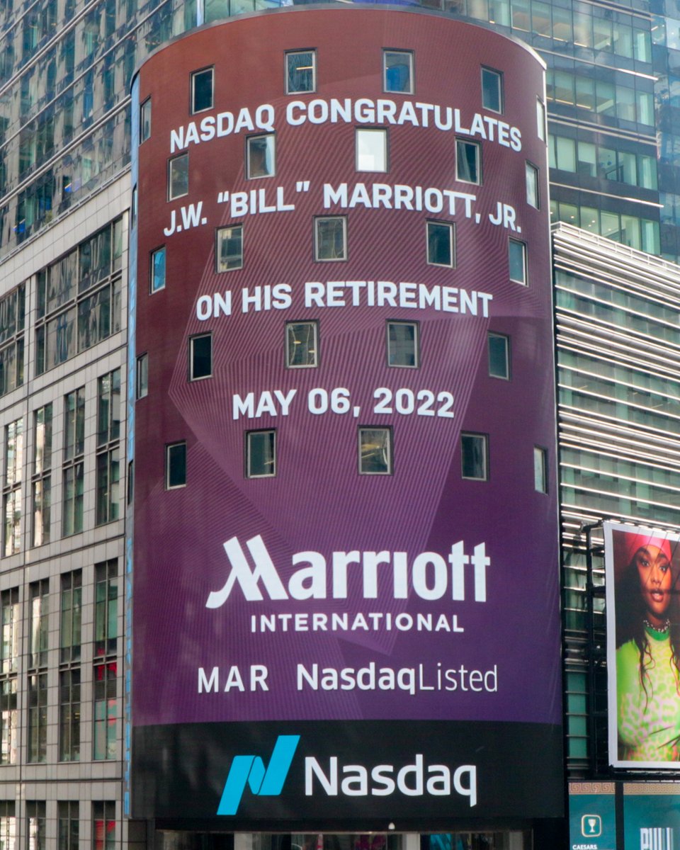 MarriottIntl's tweet photo. Today, Bill Marriott will retire as Marriott International Executive Chairman and Chairman of the Board. He leaves the company after 66 years of unparalleled service and leadership. Happy retirement, Mr. Marriott! @Nasdaq https://t.co/tQcU48zrVe
