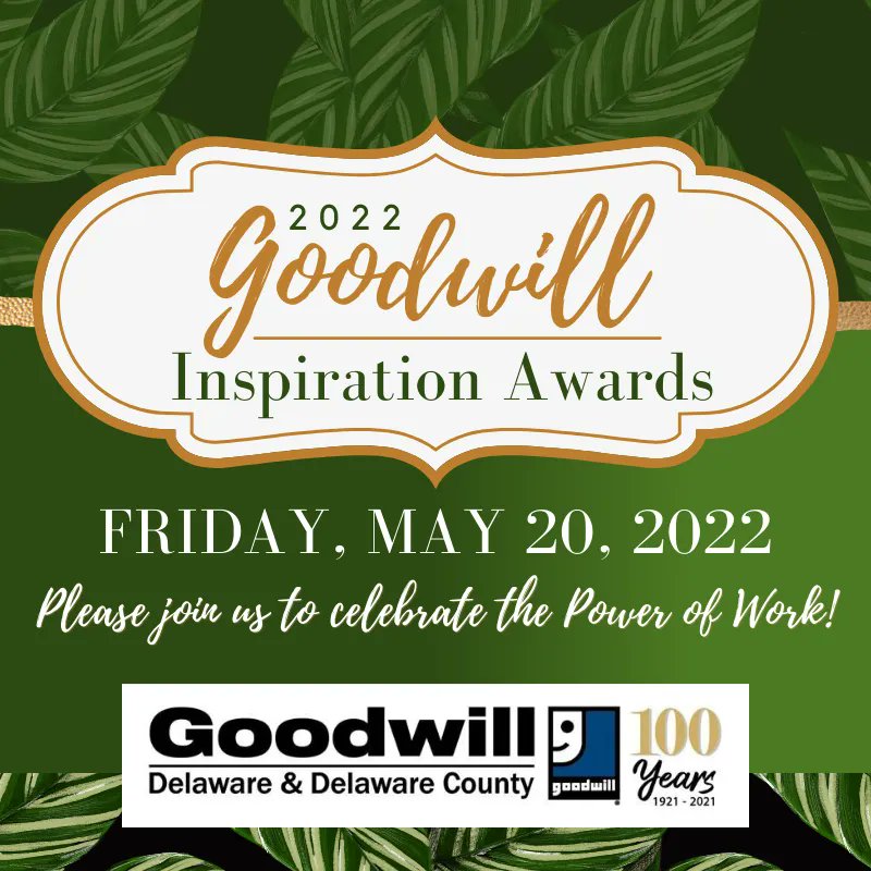 goodwillde's tweet photo. Get Inspired! A second chance, a new sense of self: This is what Goodwill inspires! Attend, donate or become a sponsor of the 2022 Goodwill Inspiration Awards, May 20th at the Chase Center in Wilmington, DE. #community #goodwill #goodwillde #getinspired #thepowerofwork https://t.co/CqvNyphar0