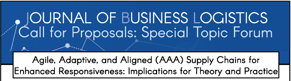 JBizLogistics's tweet photo. Remember to submit your work! Our #SpecialTopicForum on AAA #SupplyChains is accepting #proposals through June 1, 2022. See the full #callforsubmissions below for more information:
https://t.co/mmrdyTmuP7 https://t.co/50M9IVQHyb