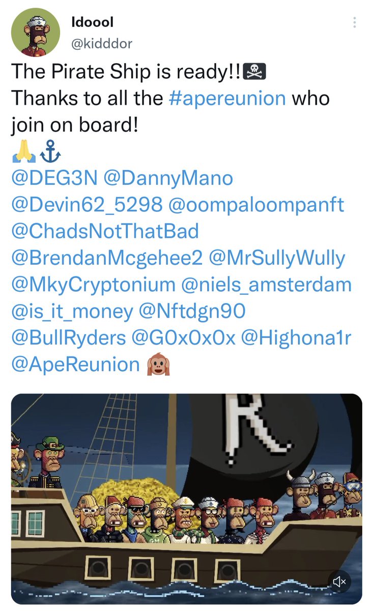 BullRyders's tweet photo. @kidddor @DEG3N @DannyMano @Devin62_5298 @oompaloompanft @ChadsNotThatBad @BrendanMcgehee2 @MrSullyWully @MkyCryptonium @niels_amsterdam @is_it_money @Nftdgn90 @G0x0x0x @Highona1r @ApeReunion Mama'd be so prawd 👋🏾 #NFT
@apereunion #MaidenVoyage #Ahoy
On our way to #TheBackSide #meataverse https://t.co/P2XUT01r9G