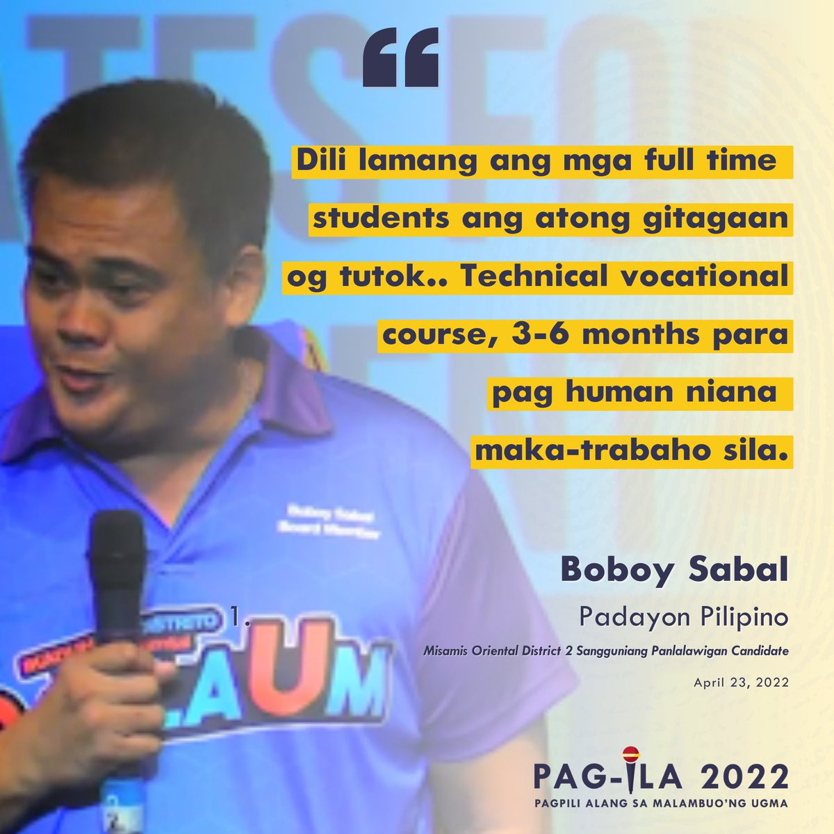 PagIla2022's tweet photo. Mga Higala, let us use this time to discern on our choices and choose the best candidate for our locality.

#Pagila2022
#XavierAteneo
#MakeItHappen
#XUElectoralParticipation2022 https://t.co/lMbe2uUhoE
