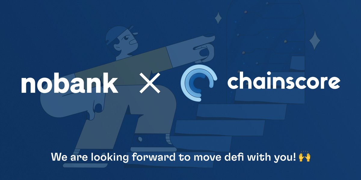 ChainScoreHQ's tweet photo. We had great discussions with @nobankfinance on how investment decisions within their wallet can be best supported by quantifiable data and metrics. Looking forward to continue collaborating with you, @nobankfinance. https://t.co/AmNoJIOrK8
