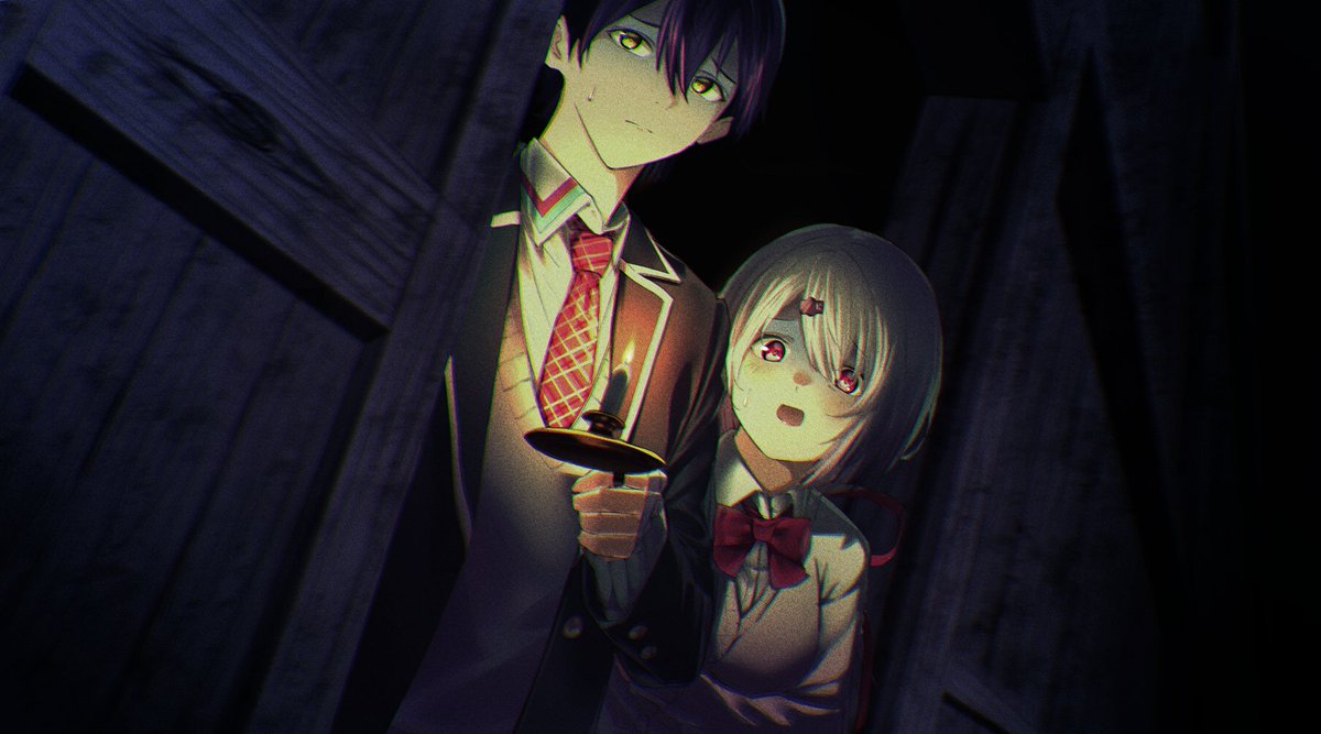 椎名唯華 「夜の学校探索
#もちもちコラボ #金剛力也像 #しいなーと 」|楓のイラスト