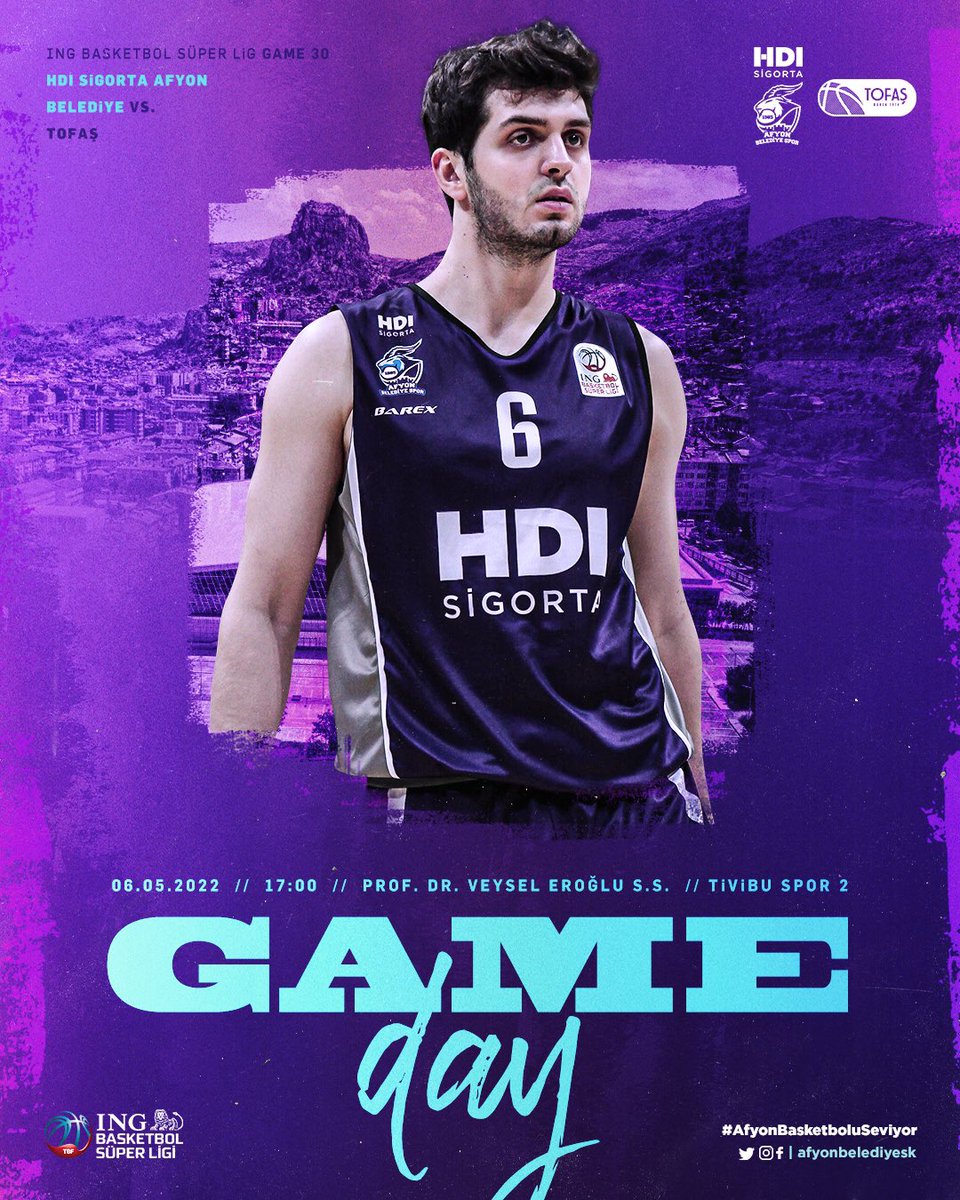 🏀 MAÇ GÜNÜ!⠀
🏆 ING BSL 30. Hafta Maçı (Son maç)⠀
🆚 <a href="/TofasSporKulubu/">TOFAŞ Spor Kulübü</a> ⠀⠀
⏰ 17:00 / Tivibu Spor 2
📍 Prof. Dr. Veysel Eroğlu Spor Salonu

#️⃣ #AfyonBasketboluSeviyor