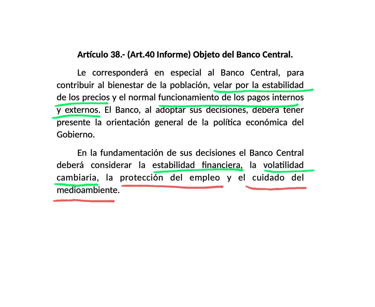 claudiseo's tweet photo. @danielstingo Mientes, el primer párrafo si es acorde al pensamiento de derecha, con objetivos para el BC claros (destacados en verde), pero el segundo párrafo no es idea de derecha ya q incluye nuevos objetivos (en rojo) q son gasto público, lo cuál está prohibido en la actual constitución. https://t.co/z1Em8n0qYe