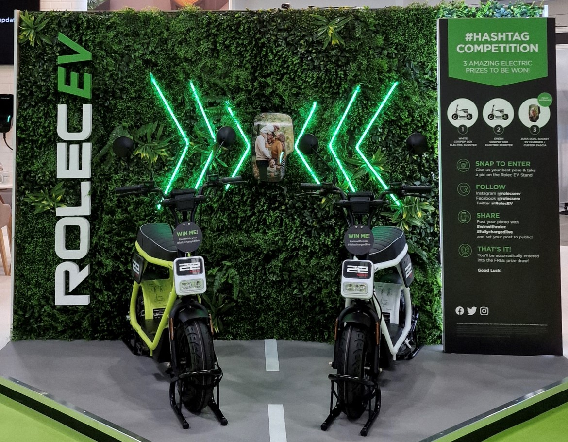 RolecEV's tweet photo. Congratulations to the winners of our #FullyChargedLIVE competition: Richard Van Wyk who won the white electric scooter; @Paulgundry who won the green electric scooter and The PlugSeeker who won the Zura with a custom fascia! ⚡👏 https://t.co/kjH4wPk0s2