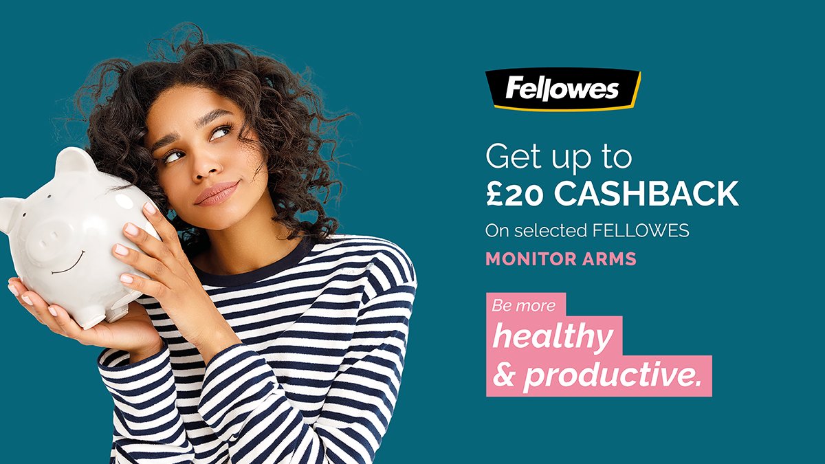 Our Cashback promotion hasn’t finished! That’s why we are offering up to £20 cashback on a selection of Fellowes Monitor arms to work better wherever you are, so you can be more healthy and productive while you save some money! bit.ly/37cO3Uq
