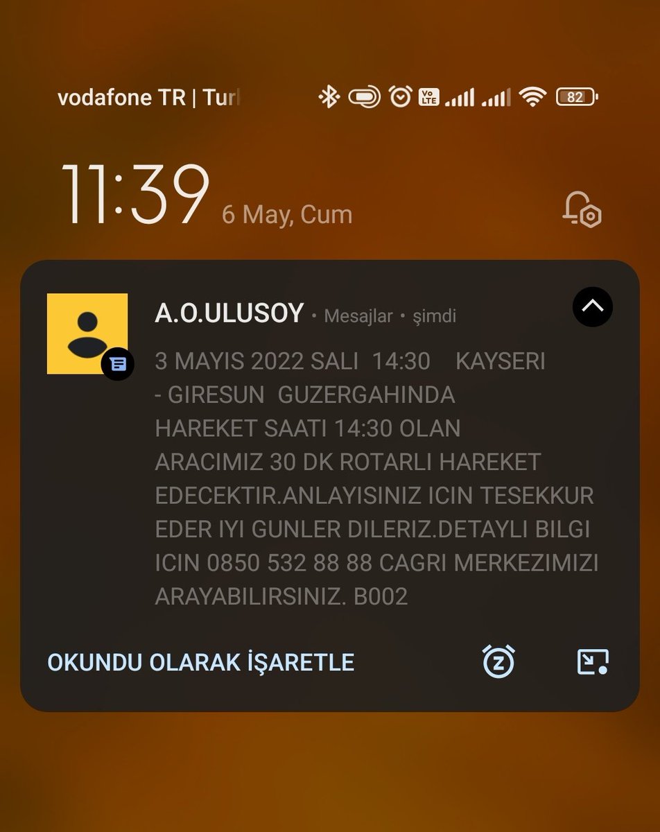 Keşke biraz daha erken mesaj atsayınız ama yinede düşünceli davranışının için teşekkür ederim konforlu bir yolculuktu <a href="/ulusoyturizmTR/">Ulusoy Turizm</a>