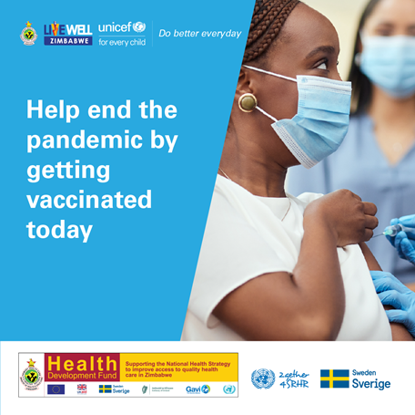 SkyzMetroFM's tweet photo. We are not safe until we are all safe” Get vaccinated today and help put an end to the #COVID19 pandemic. #DoBetterEveryday
@UKinZimbabwe @SIDA
@UNICEFZIMBABWE
#LiveWellZimbabwe
#HDFZimbabwe https://t.co/CvwjcOiQIW