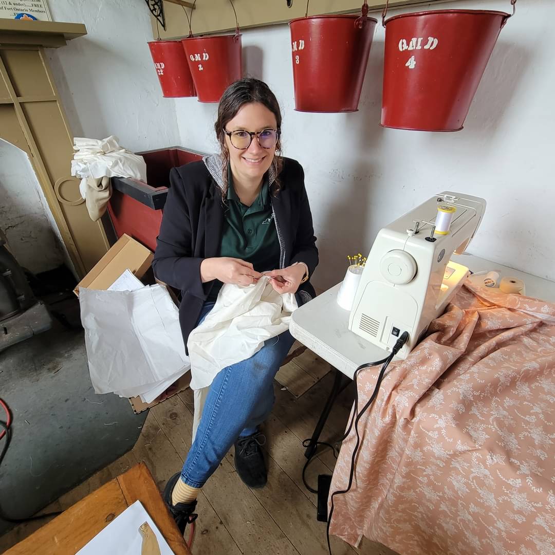 FortOntario's tweet photo. The #guardhouse looking a little different this week as we create #Regency era fashions for the women of #FortOntario for our upcoming #WarOf1812 encampment.

#spencer #curatorial #history #fashionhistory #museums #Oswego #materialculture https://t.co/pLvI7bbCsj