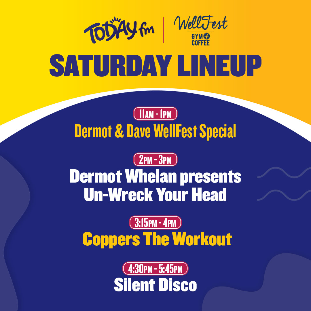 TodayFM's tweet image. ☀️ #WellFest Day 1 is here ☀️

If you’re heading to the festival be sure to stop by the Today FM Tent for:

🎙Dermot &amp;amp; Dave @WellFestIrl Special
🧘‍♂️Dermot Whelan's ‘Un-Wreck Your Head’
🕺Coppers The Workout
🎧Silent Disco

@gympluscoffee