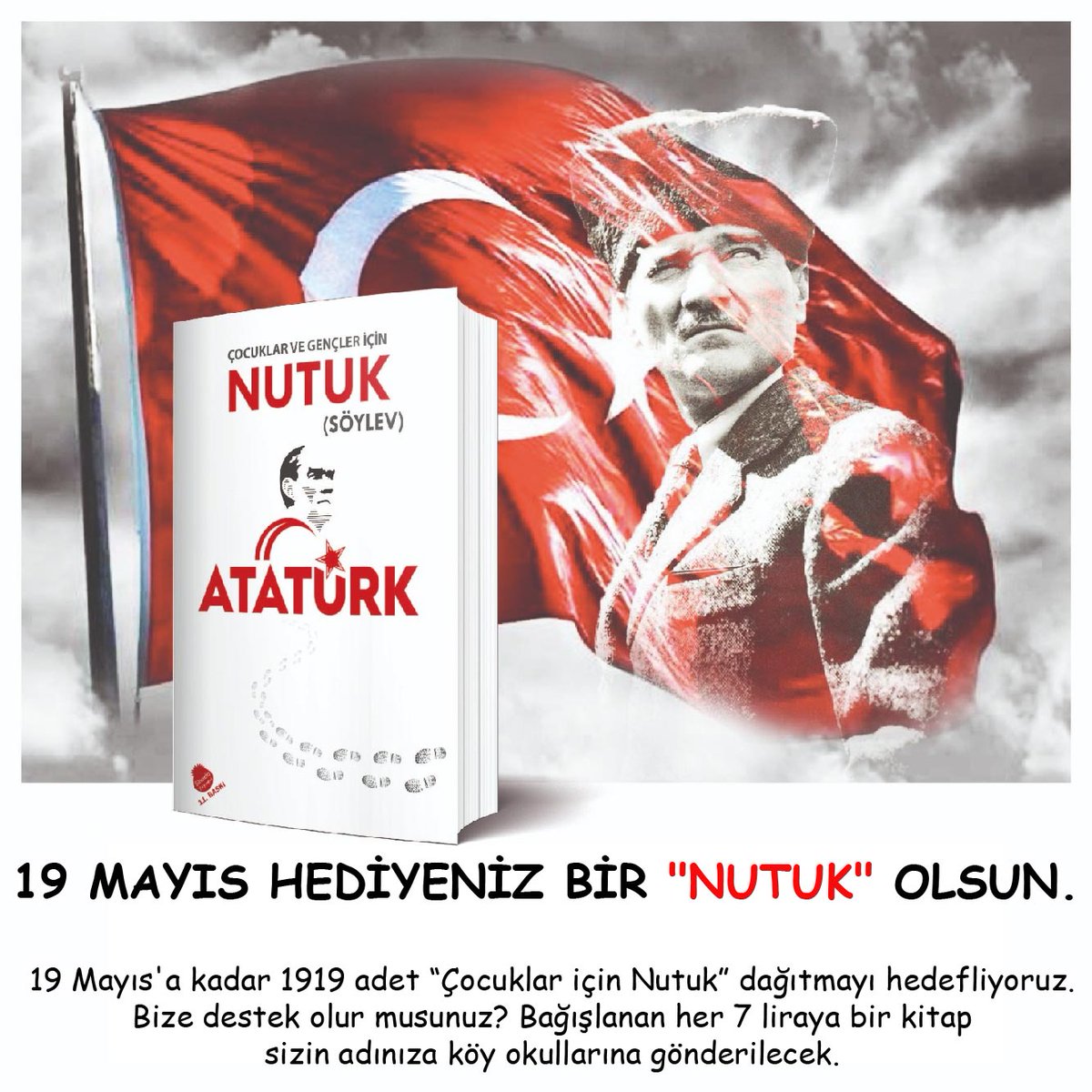 hbasdemir's tweet photo. 19 Mayıs'a kadar özellikle köy okullarında 1919 çocuğumuza Nutuk bağışlamak istiyoruz desteğinizle. Her evde olması gereken ve onlara vatan aşkını aşılayacak en önemli eserlerden Nutuk'u sizin desteğinizle okullara dağıtmak istiyoruz. Kim destek olur? Fav ve rt yapabilirsiniz. https://t.co/ZD8iBRLnC3