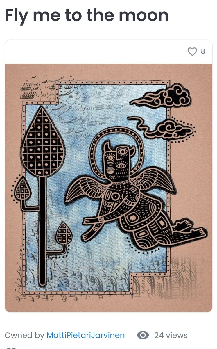 Beautiful Piece "Fly me to the moon" is available at secondary market on #opensea
Owner <a href="/mattipietar_art/">Matti Pietari Järvinen</a> ❤️❤️
opensea.io/assets/0x495f9…

#NFTCommunity #NFTs #nftcollector