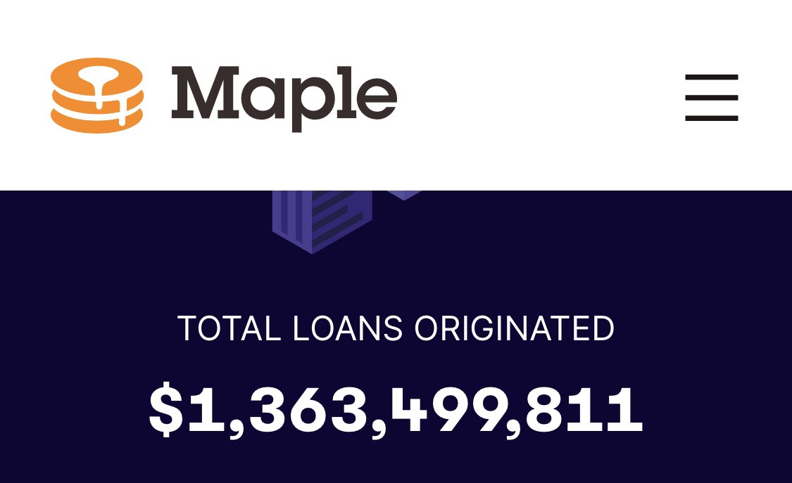 maplefinance's tweet photo. Pushing for $1.4BN in total originations. Sticky business. https://t.co/ODMiCEBsZZ
