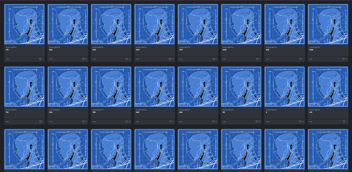 Azure Mechs Reveal Sale!!
We will have a 2 Hr Mint Sale

in this period
Azure Flames from 5 Matic to 4 Matic!
-Squad Holder for only 20 Matic (mint 5)-

Azure Mechs from 1.5 to 1 Matic!

Mint Azure Flame 
(autominter.com/nft/623c046429…)

Mint Azure Mechs
(autominter.com/nft/625d97bc2b…)